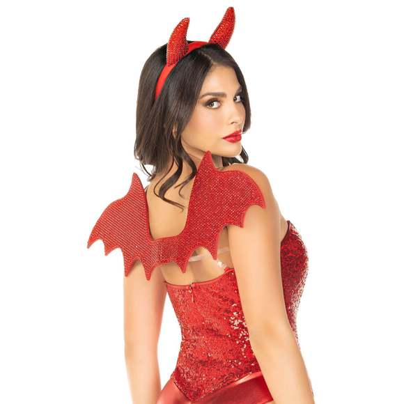 2 Pc Devil Kit, Includes Wings and Headband - Red - Picture 1 of 3